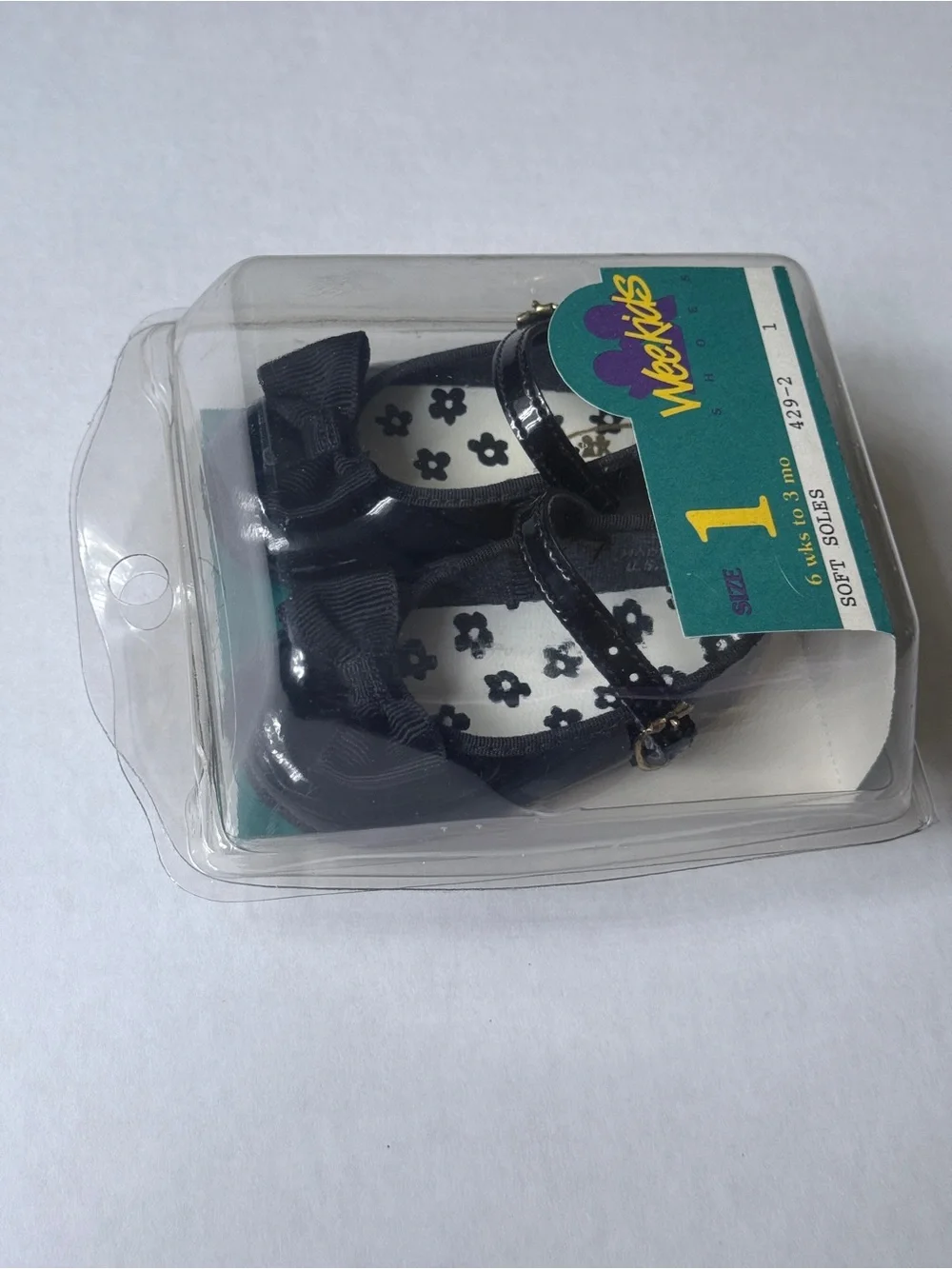Baby Soft-Soled Black Walker Shoes - Size 1